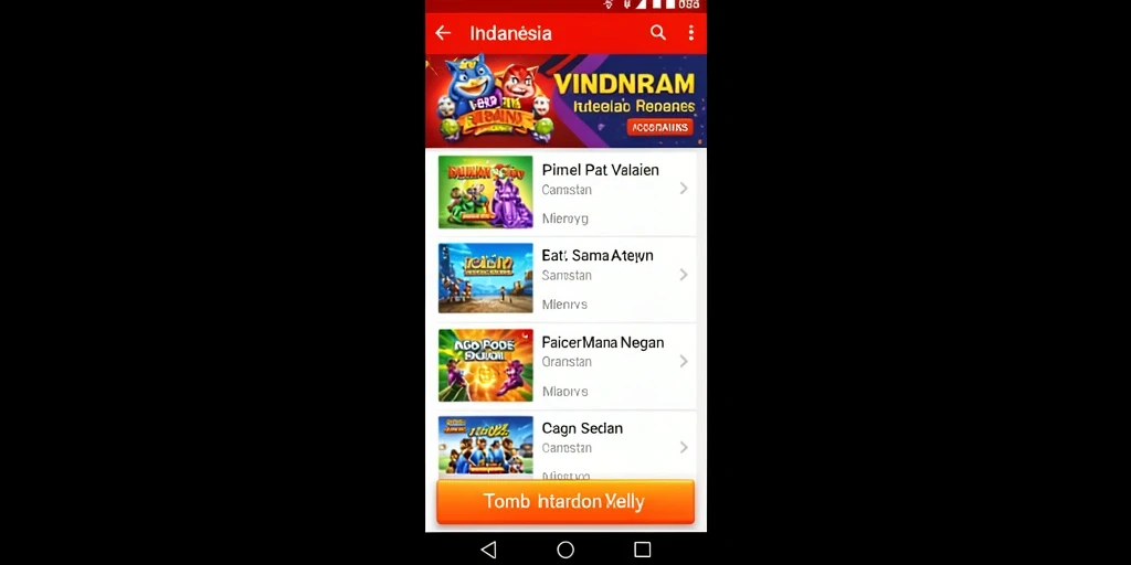 Layar utama aplikasi dengan berbagai pilihan permainan.